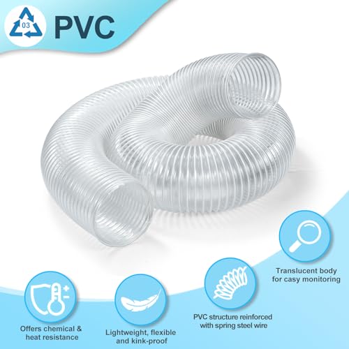 PVC Dust Collection Hose 4 Inch 10 ft Flexible Heavy Clear T3871