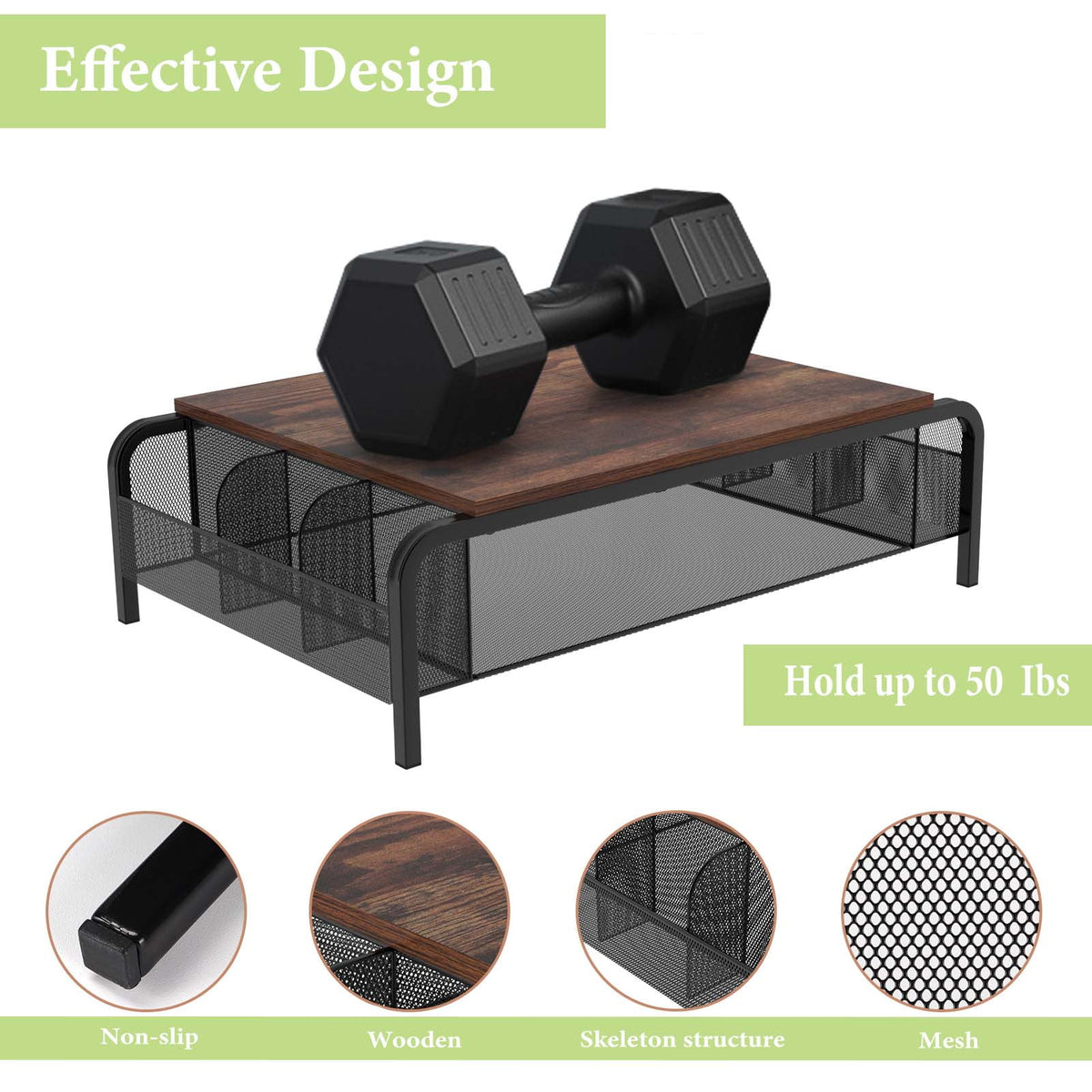 Brown Desk Monitor Stand Riser with Drawer Y447330