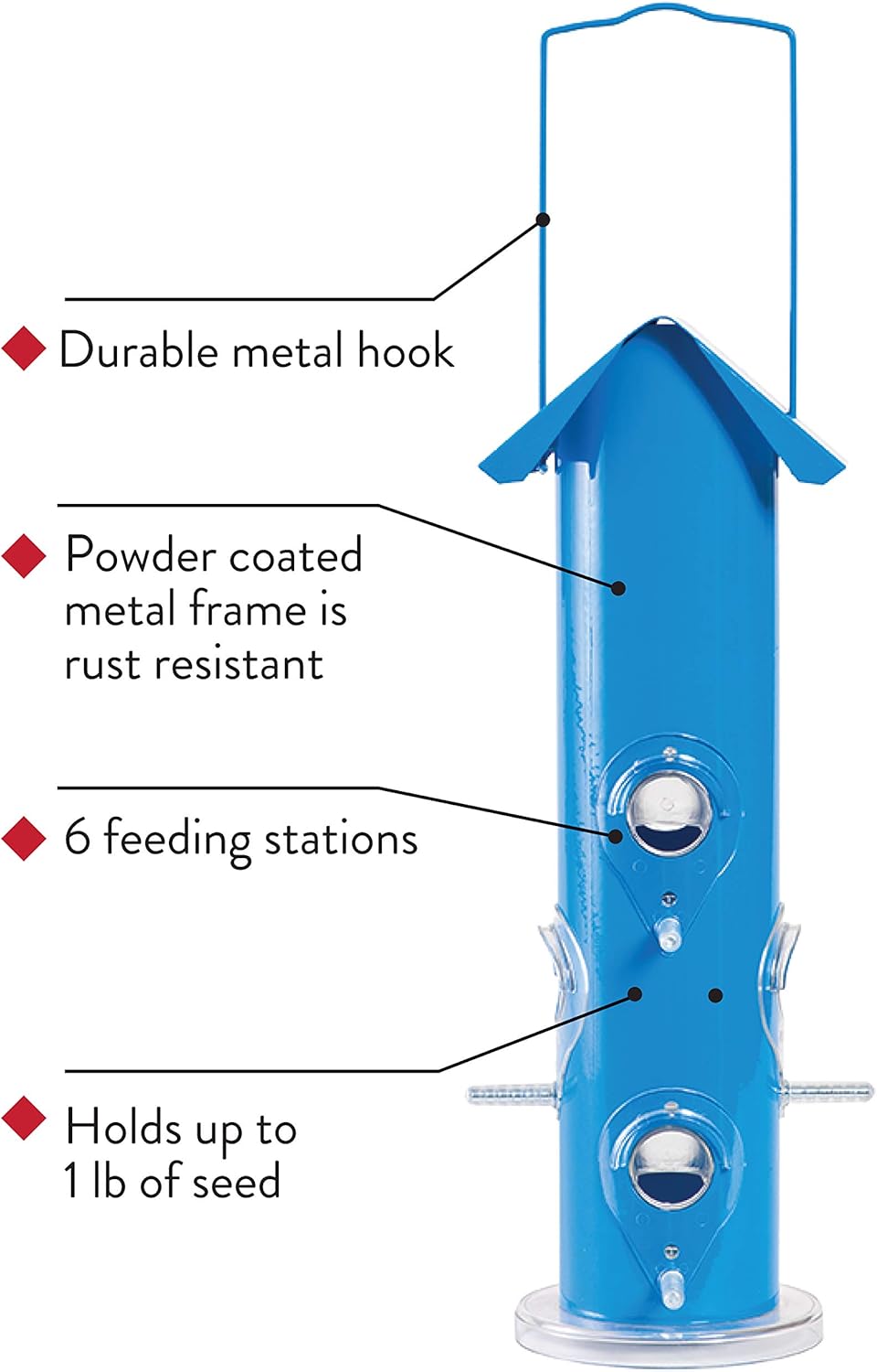 Blue Metal Tube Wild Bird Feeder F78268
