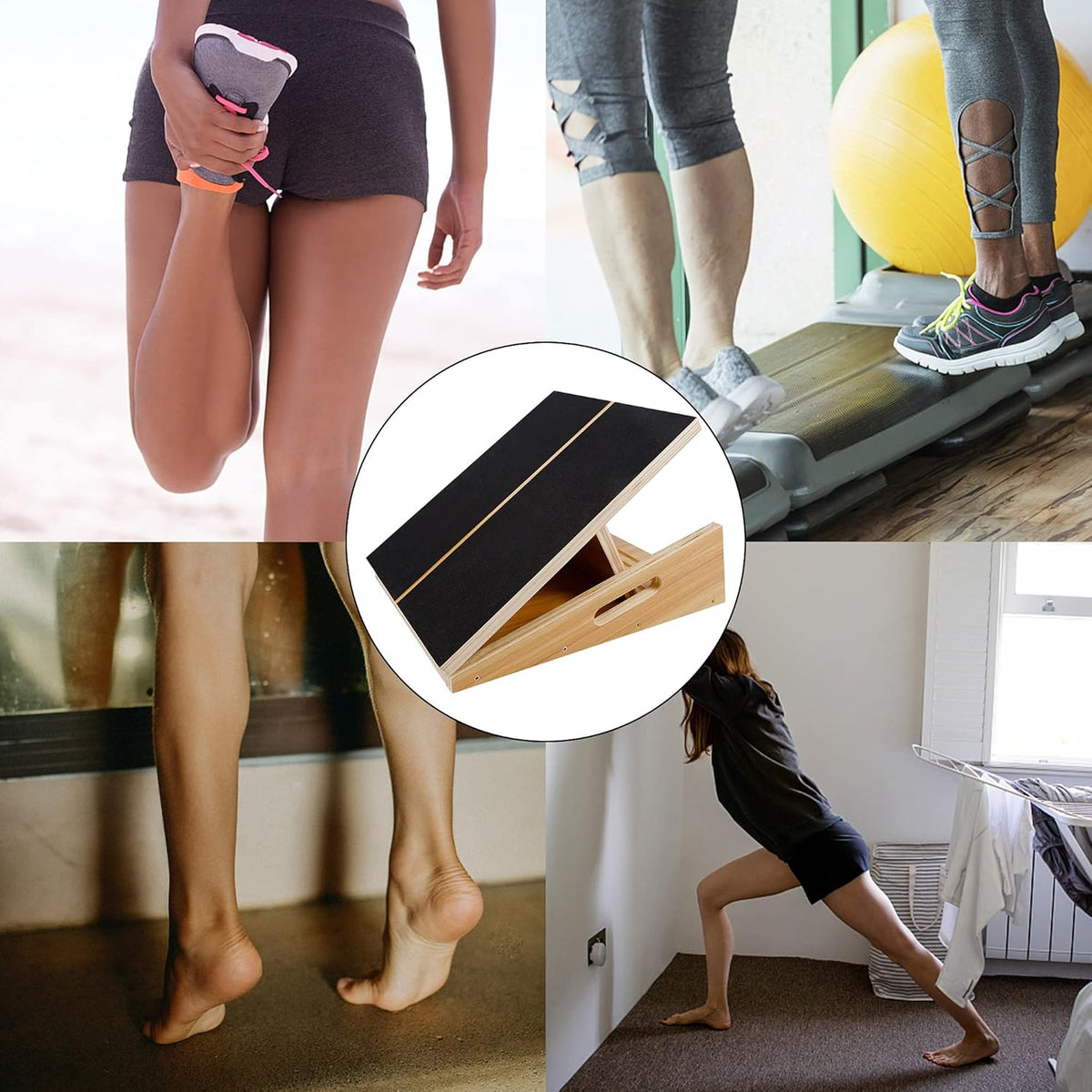 Wooden Slant Board, Adjustable Incline Board, Non-Slip Stretching Board, Pack of 2 F524