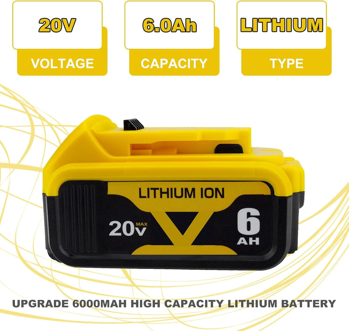 2 Pack 20V 6.0Ah Lithium Replacement Battery B57058