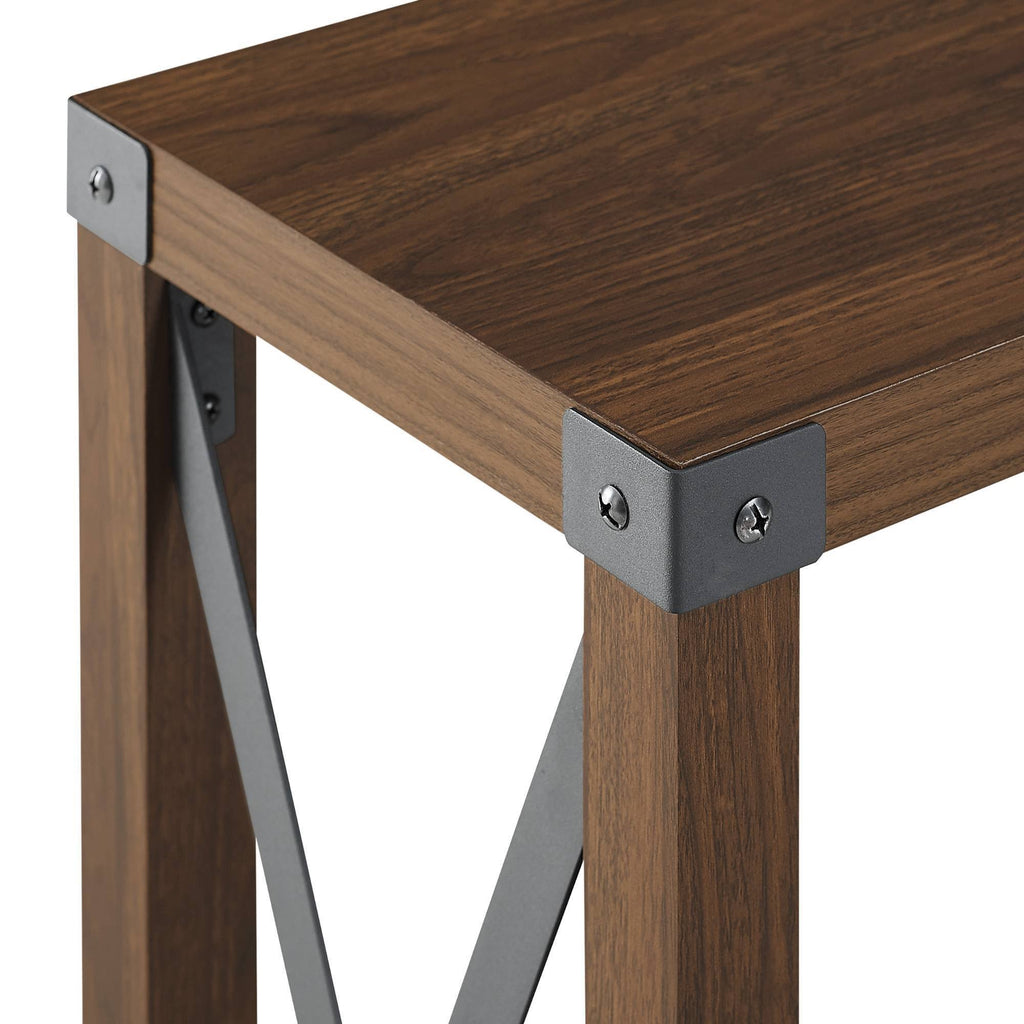 Rustic Farmhouse Entry Table Dark Walnut F10523
