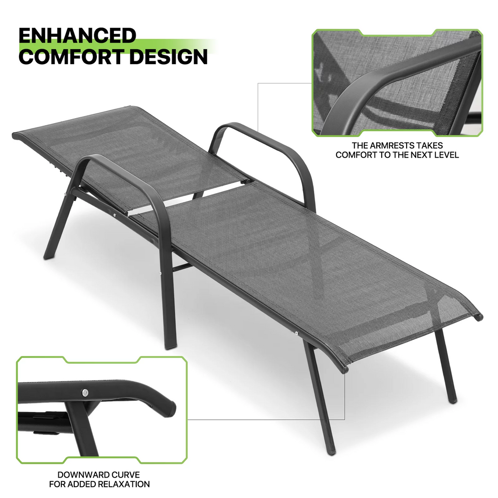 Set of 2 Grey Patio Lounge Chairs with Adjustable Backrest Y328600