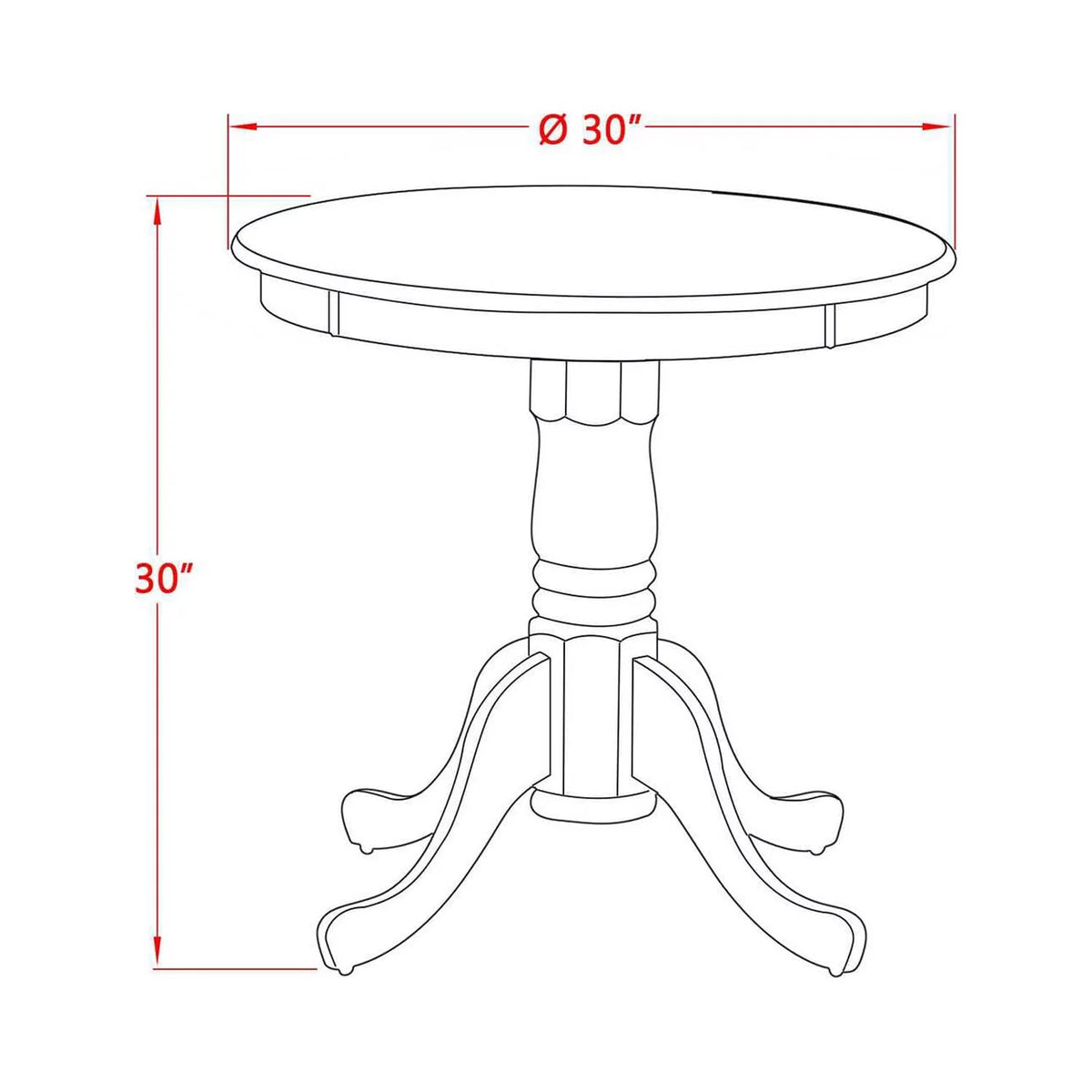3-Piece Mid Century Modern Dining Set with Wood Table and 2 Chairs D9600