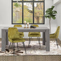 5-Piece Wooden Dining Table Set with 4 Velvet Green Chairs C964