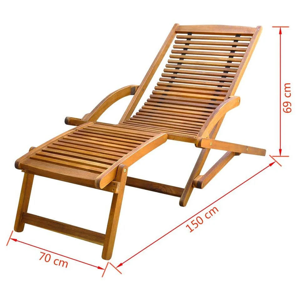 Acacia Wood Deck Chair with Footrest S26029