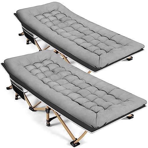 Portable Folding Camping Cot with Thick Mattress Grey Z815660