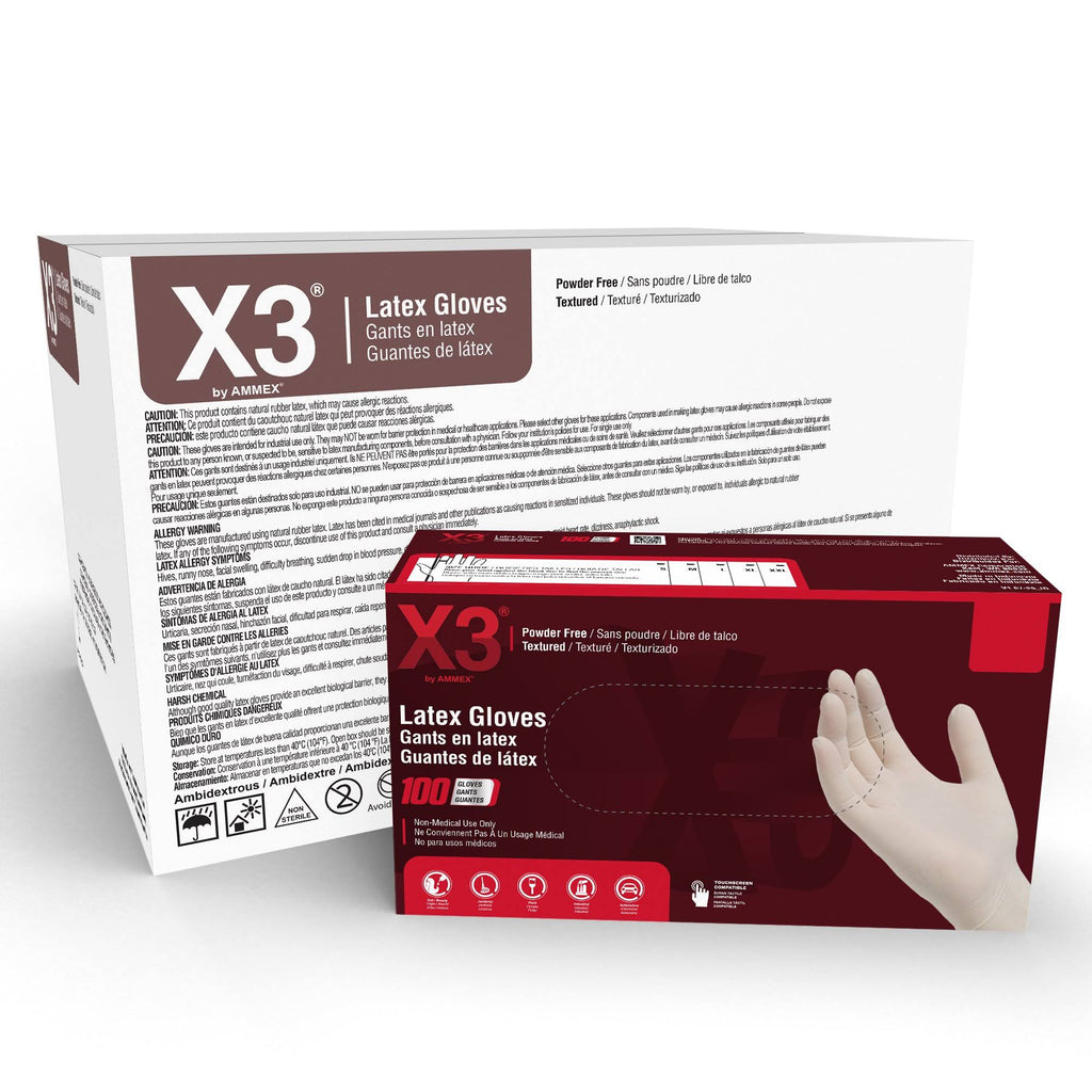 Ivory Latex Industrial Powder Free Disposable Gloves (Case of 1000) - Large V602195