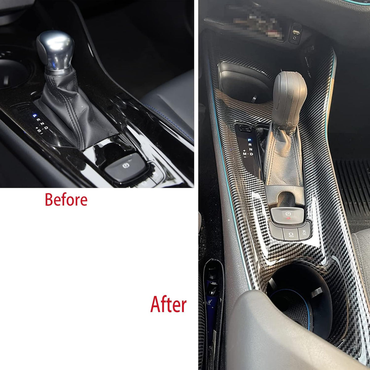 ABS Carbon Fiber Center Console Gear Shift Panel Trim Pack of 2 W2070