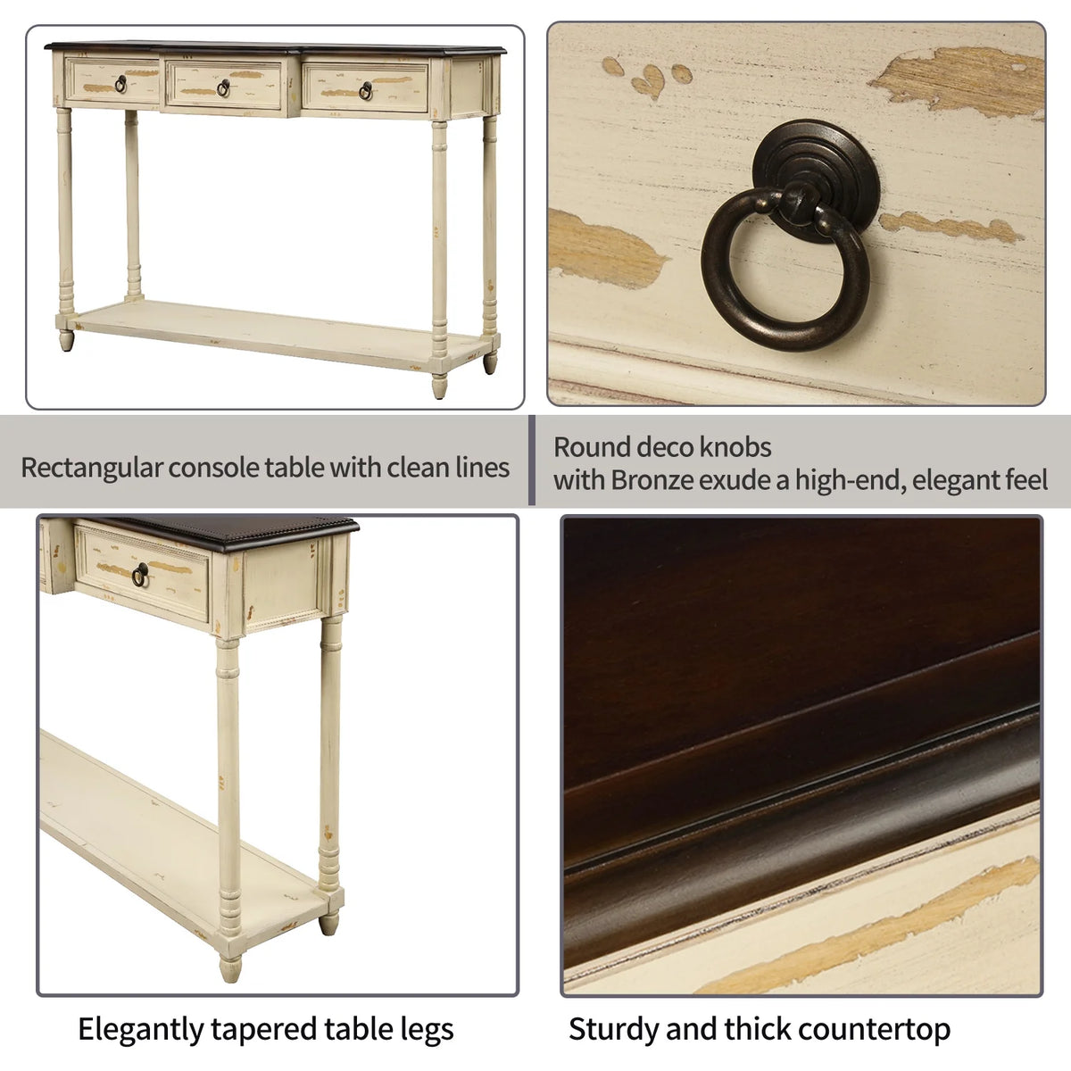 52" Wood Console Table with 3 Drawers and Shelf A504702