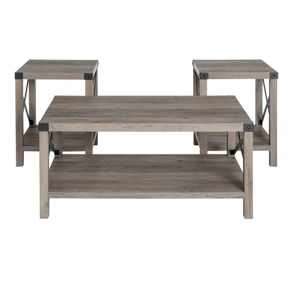 4 Piece TV Stand Coffee Table and 2 End Tables in Gray G49187