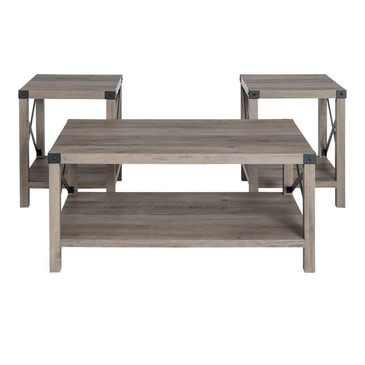 4 Piece TV Stand Coffee Table and 2 End Tables in Gray G49187