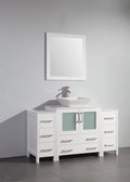 54 in. White Single Sink Vanity Cabinet with Ceramic Vessel Sink & Mirror F885