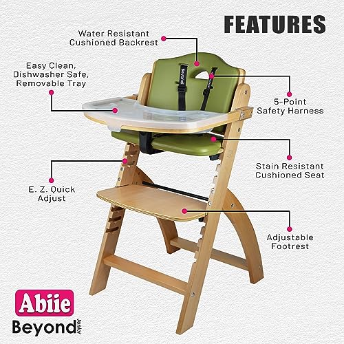 Mahogany Wood Olive Cushion Convertible High Chair O903253