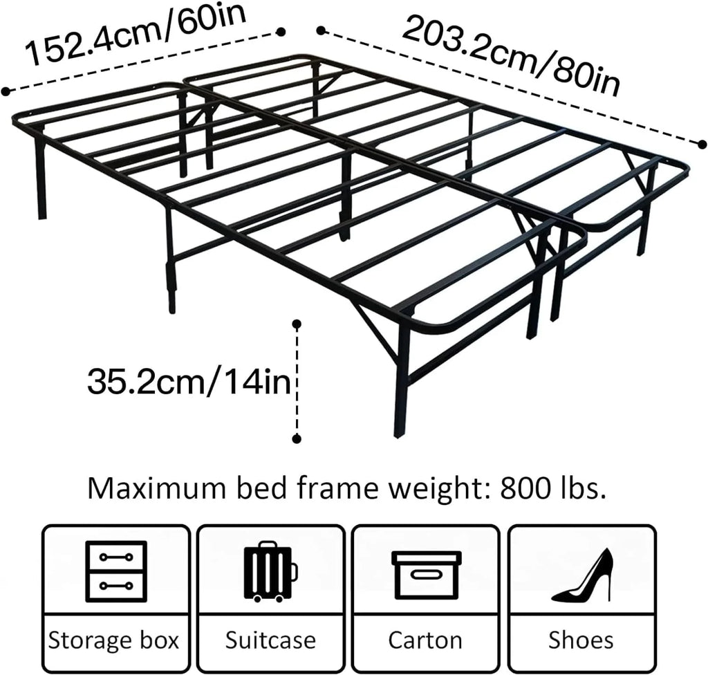 Queen Metal Bed Frame with Steel Slats S9378