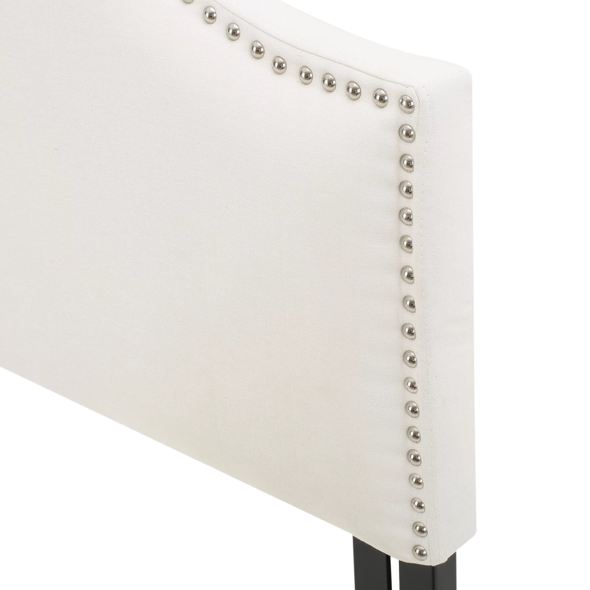 Ivory Fabric Full/Queen Headboard with Nailhead Trim W1691