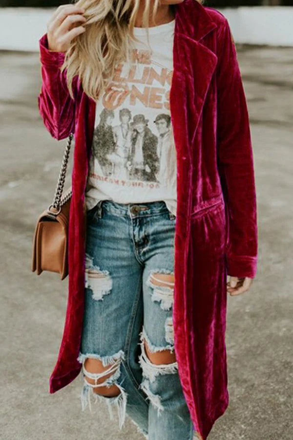 Casual Solid Button Turn-back Collar Outerwear V265