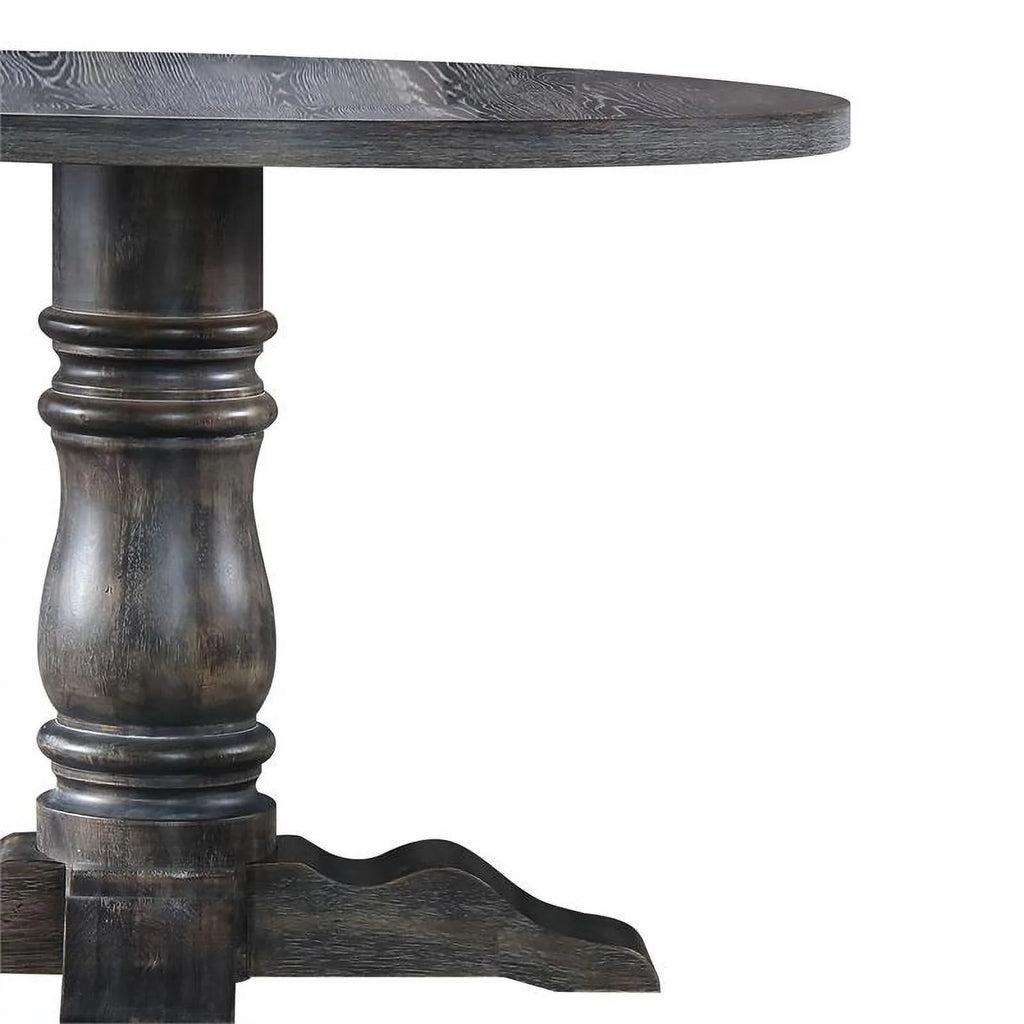 Weathered Gray Wooden Round Dining Table J934224