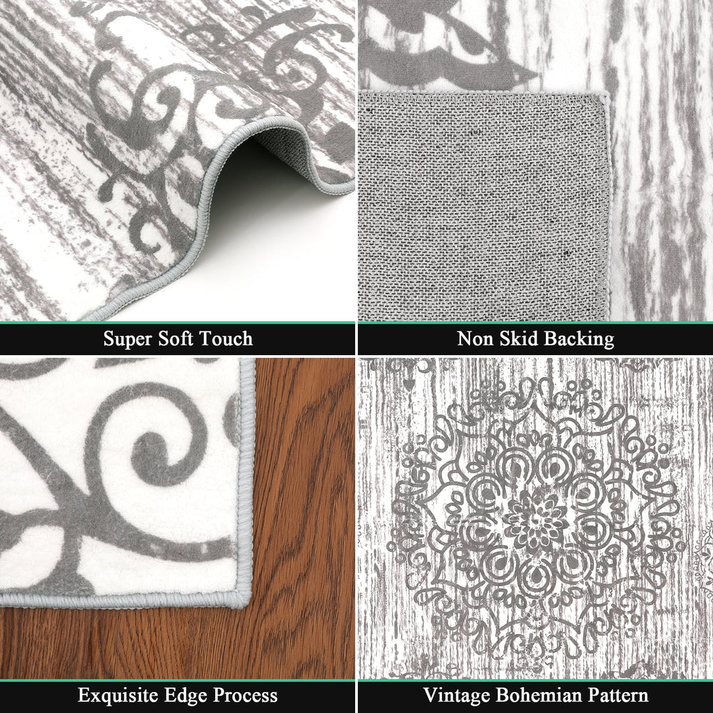 Boho Non-Slip Washable Area Rug 4'x6' A307419