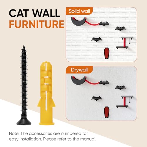 7pcs Wall-Mounted Cat Shelves Set with Scratching Board P227131