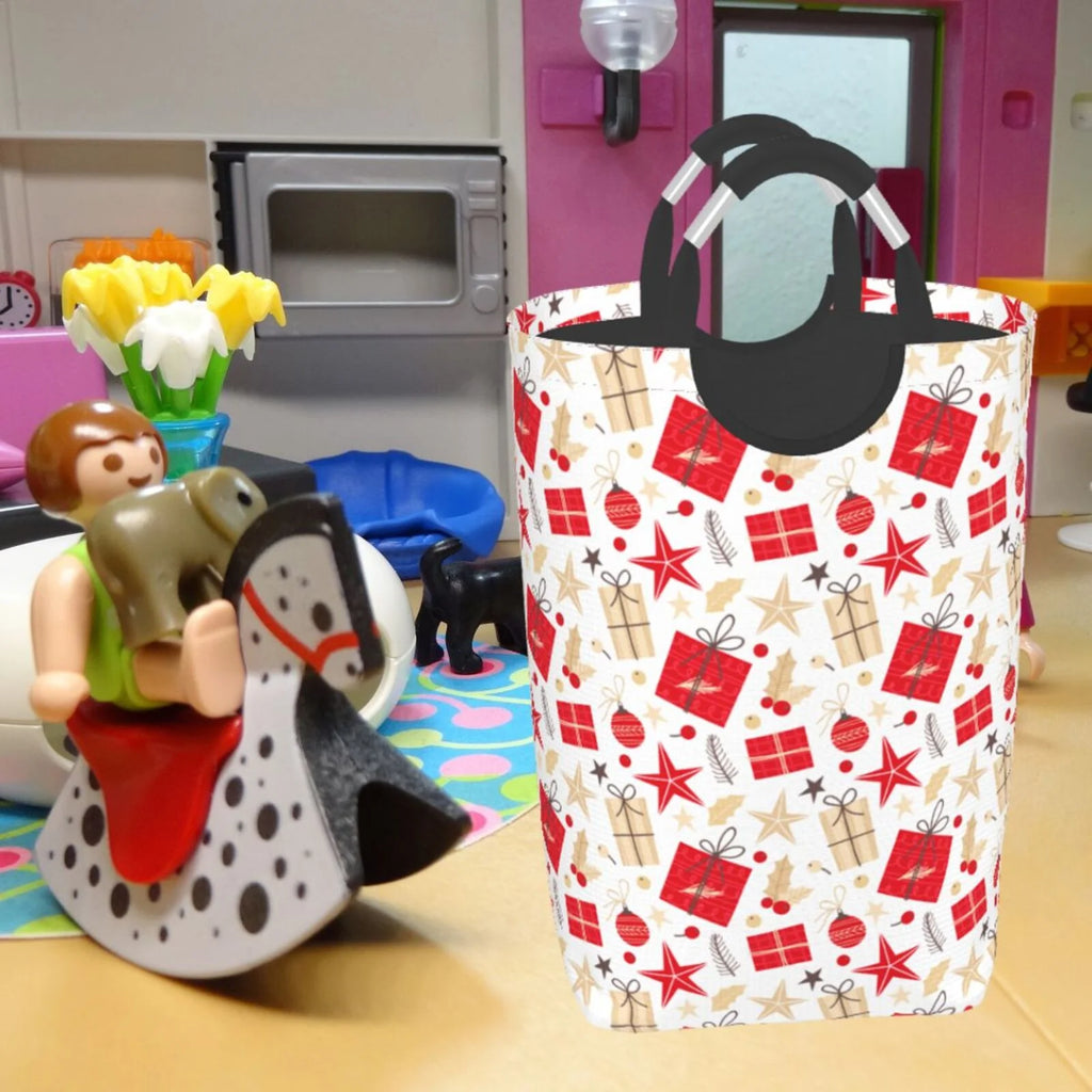 Collapsible Laundry Basket Hamper, Red Christmas Print 50L E17749
