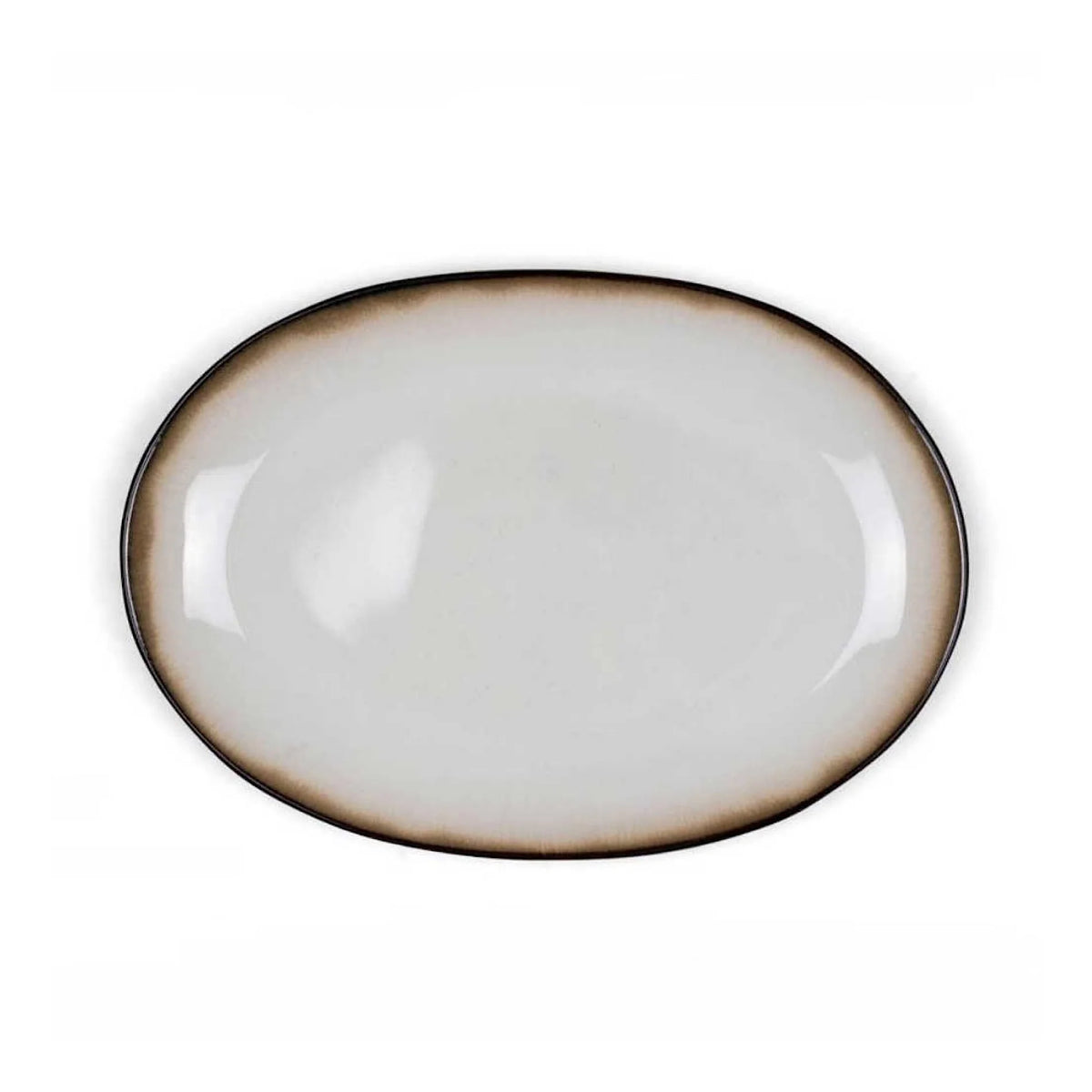 Stoneware Dish 25x36cm Black Cream Q433