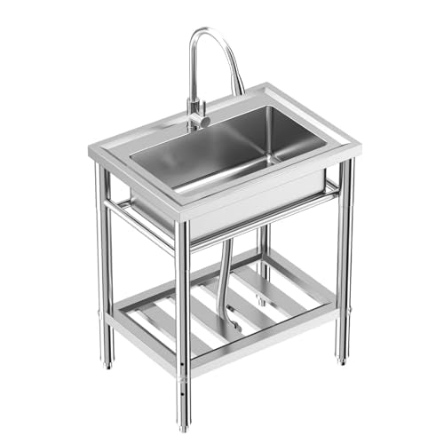 Stainless Steel Single Bowl Utility Sink with Pull-Out Faucet C91579