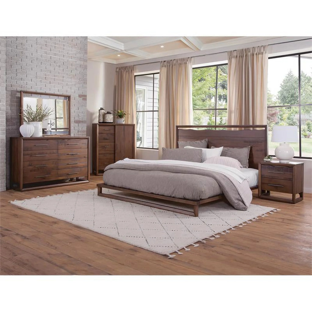 King Size Mocha Brown Wood Bedroom Set T228