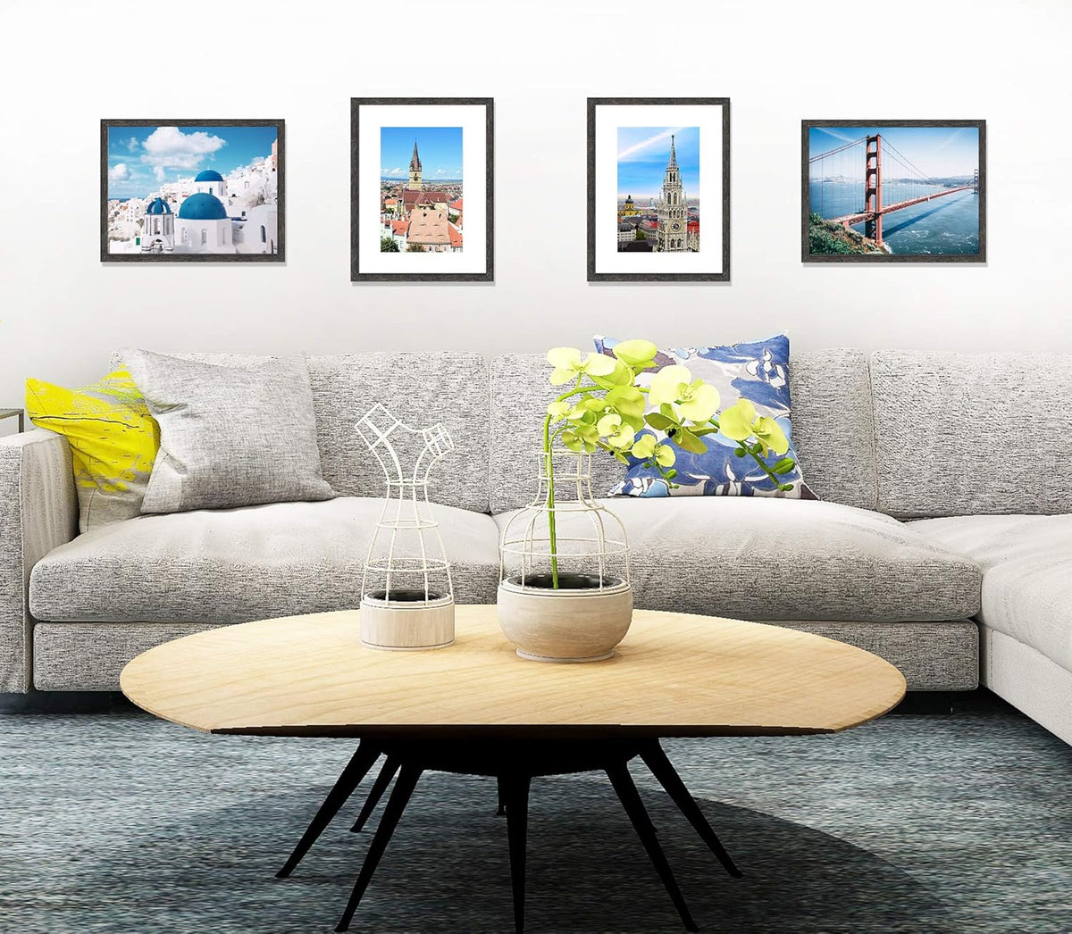 Set of 2 12x16 Black Wood Frame with White Mat A78685