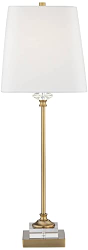 29 1/2" Tall Skinny Buffet Traditional Glam End Table Lamps Set of 2 Gold Clear Crystal Metal L28880