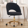 Black Faux Sherpa Upholstered Swivel Home Office Chair P5911