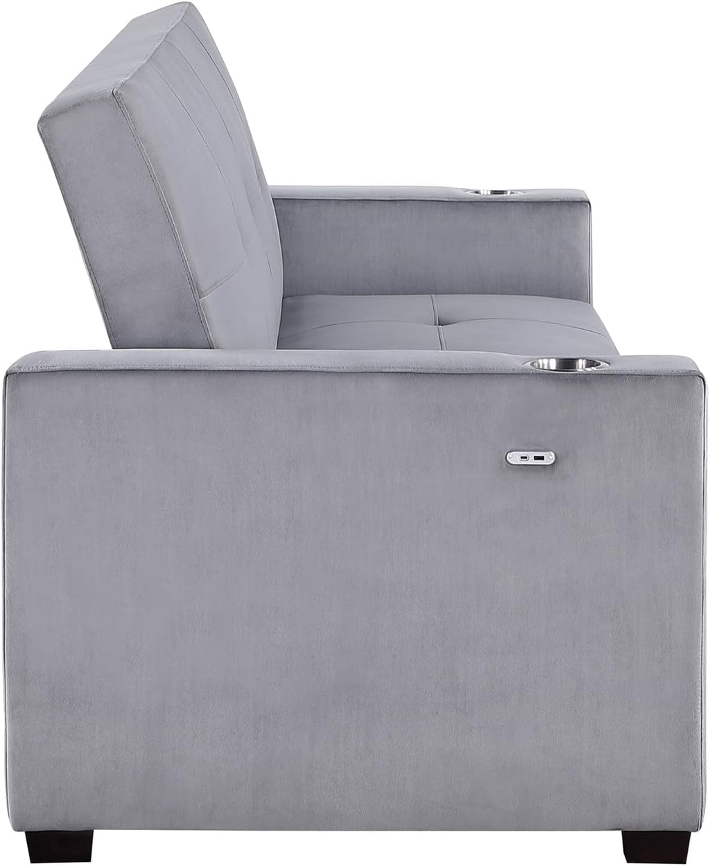 Grey Velvet Futon Sofa Bed with Storage F57526