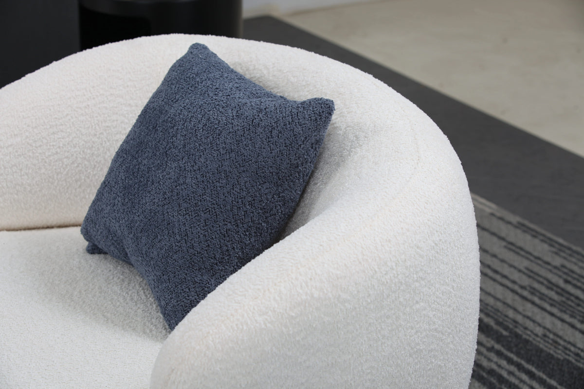 Beige Boucle Swivel Barrel Chair Z377681