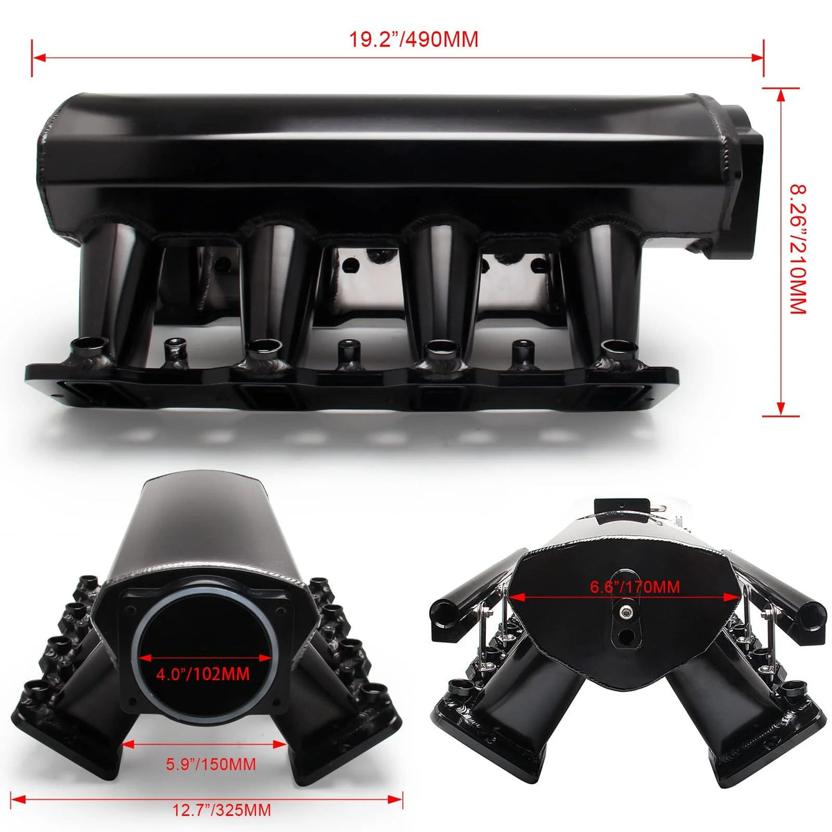102mm Intake Manifold with Fuel Rails (Black) L204