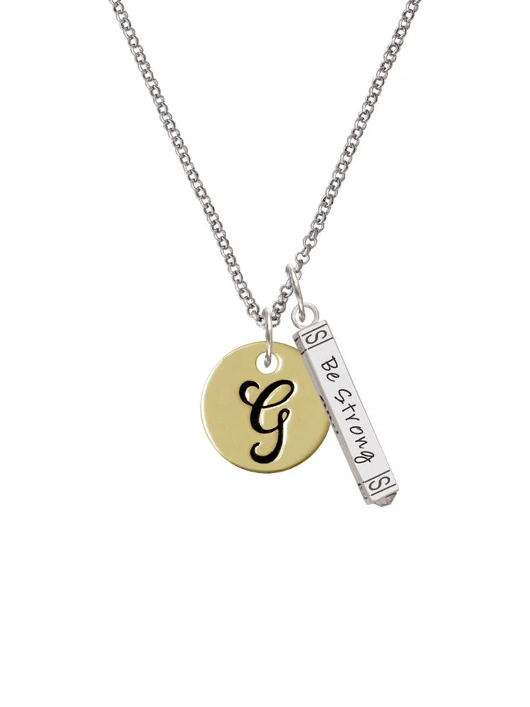 Goldtone Disc Letter G Bar Charm Necklace, 23" C82975