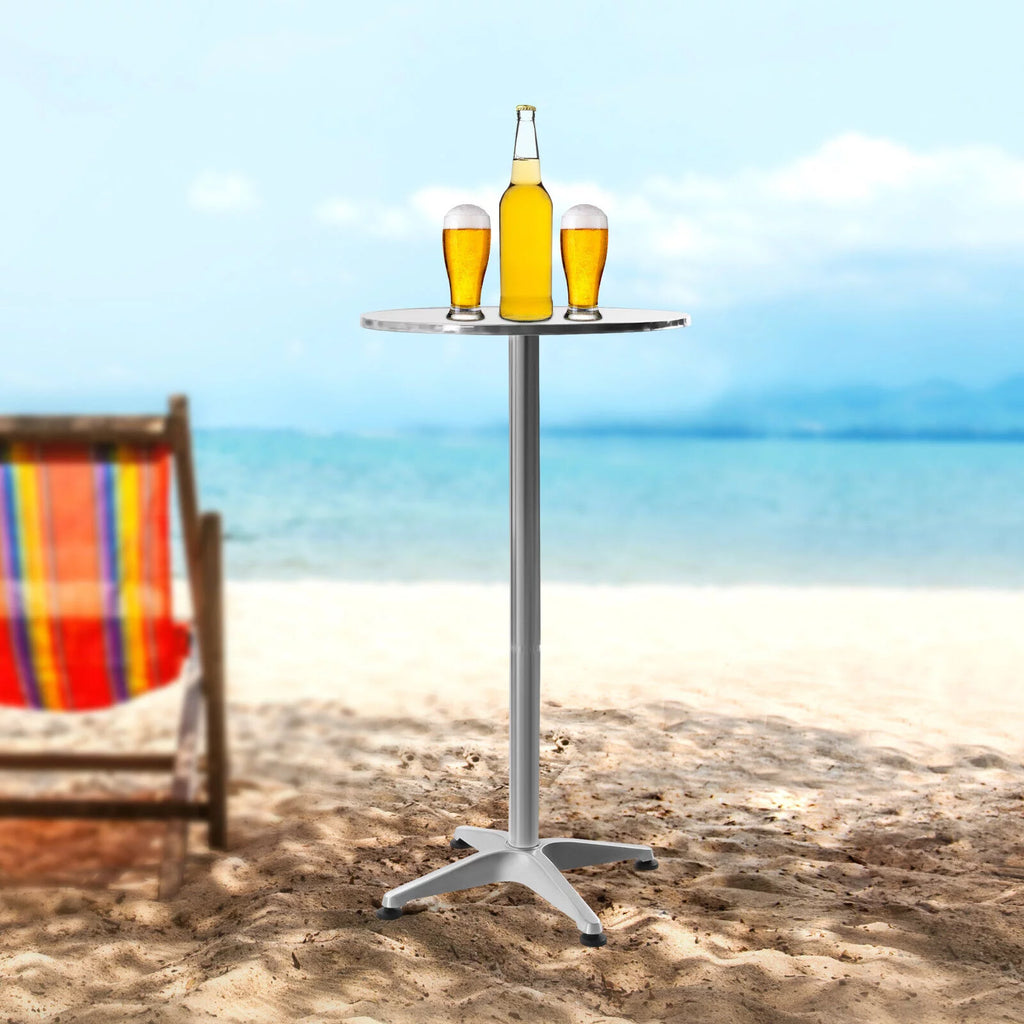 Round Pub Bar Table Stainless Steel Aluminum D623566