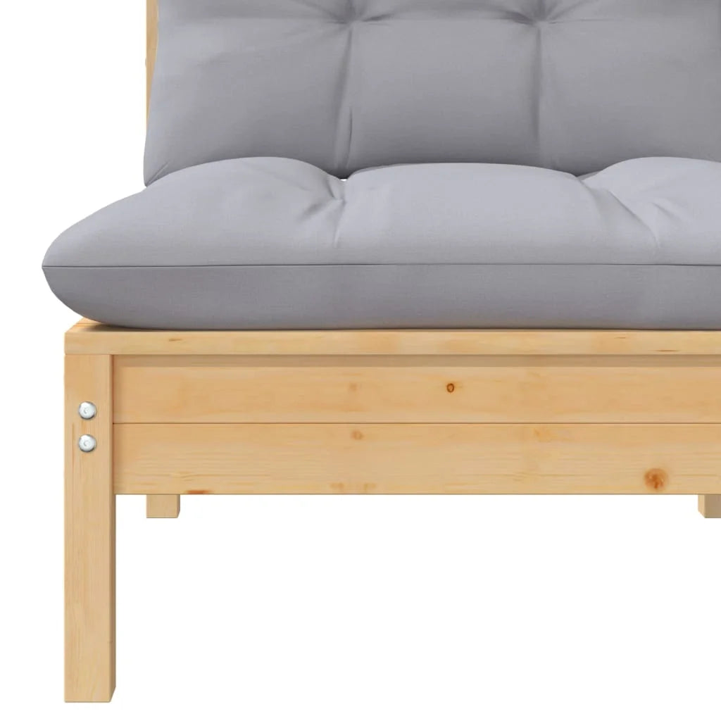 Gray Cushions Solid Pinewood 2-Seater Patio Sofa L940