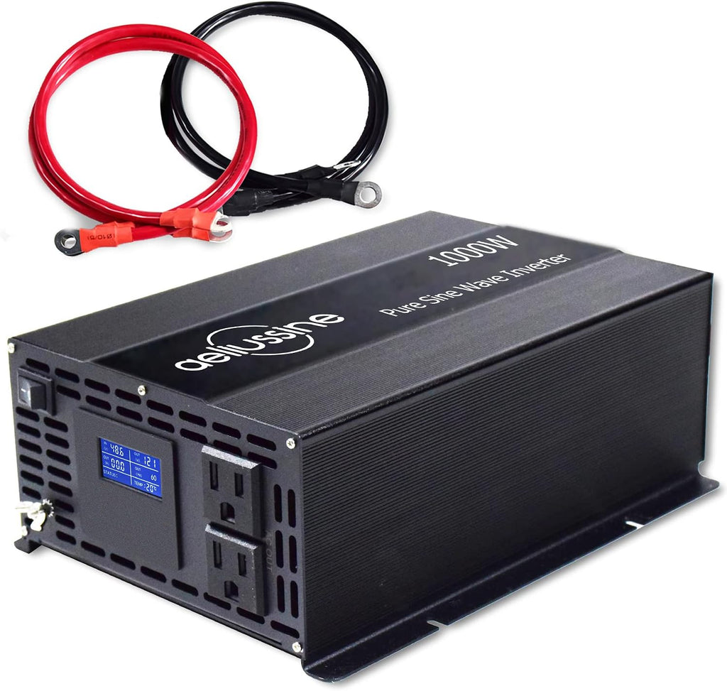 1000w Pure Sine Wave Power Inverter 48v DC to AC 110v 120v with 2 US Socket, LCD Display and Earth Terminal Y65793
