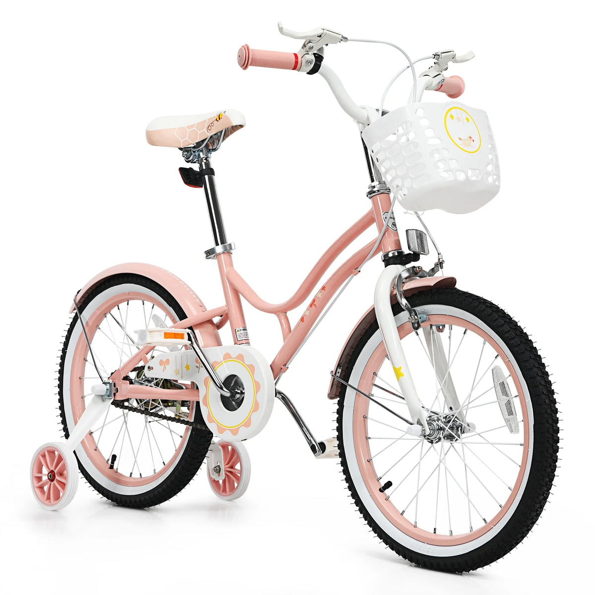 18 Inch Kids Bike with Training Wheels & Basket Purple Z600464