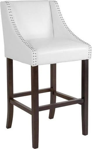White Walnut Barstool with Accent Nail Trim F92236