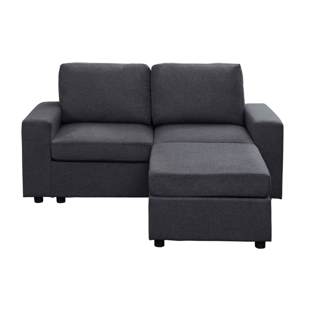 Dark Gray Linen Loveseat with Ottoman B484