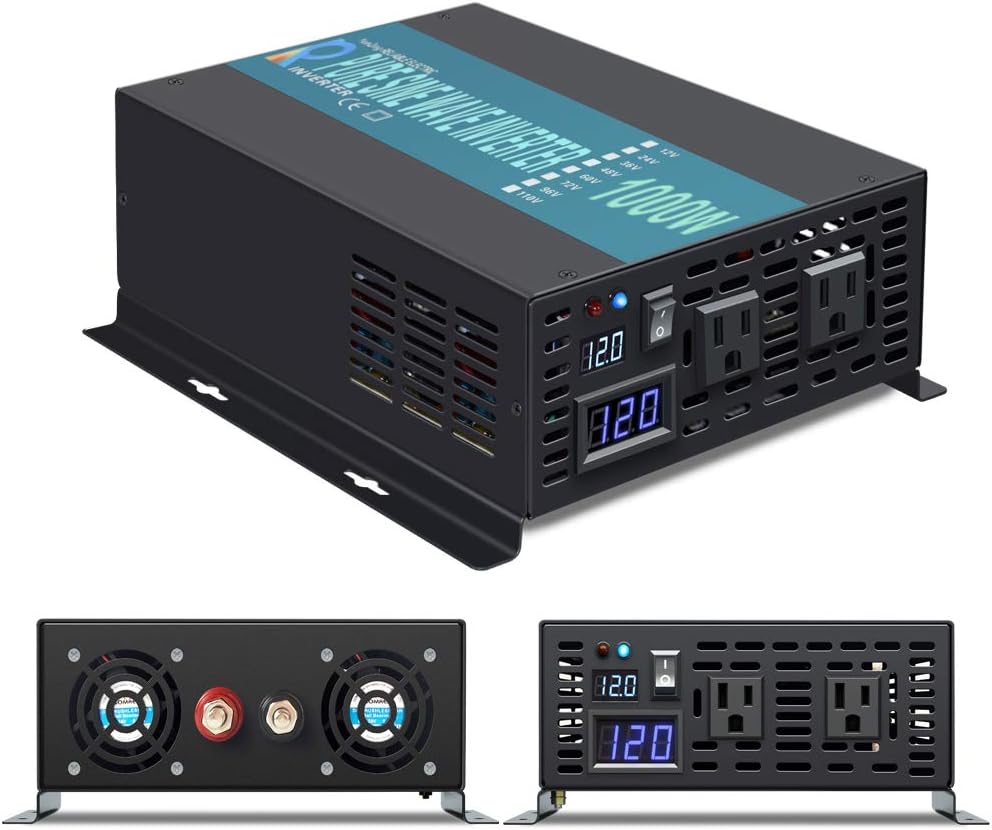 1000W Pure Sine Wave Car Power Inverter 12V DC to 120V AC with 2 AC Outlets E949380