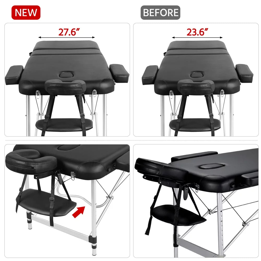 27.6'' Wide Adjustable 3 Fold Aluminum Massage Table P6271