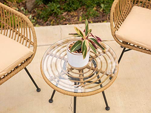 3pcs Outdoor Bistro Chat Set with Seat Cushions, Beige N2037