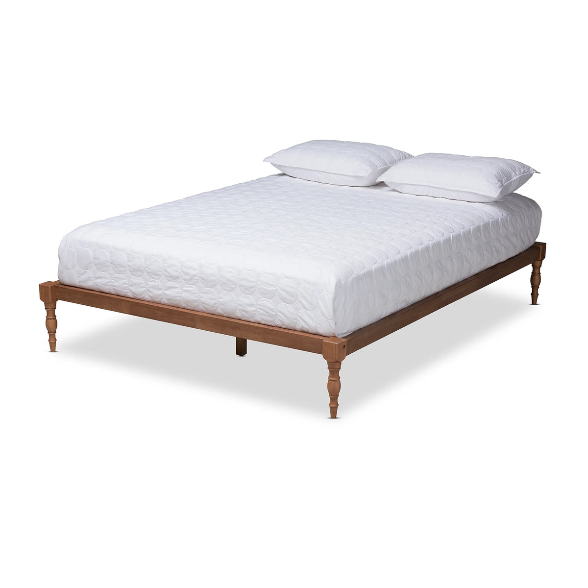 Walnut Brown Wood Queen Size Platform Bed Frame X59548