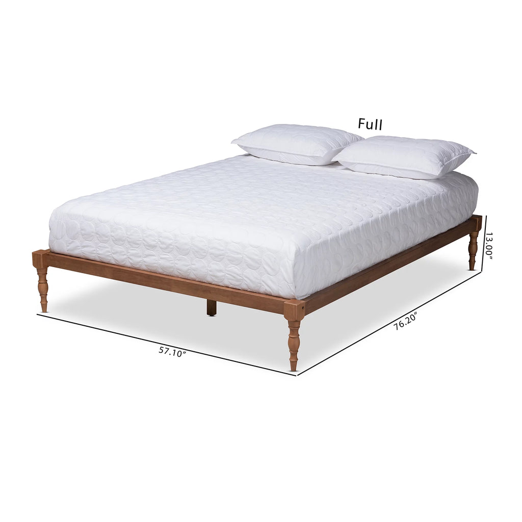 Walnut Brown Wood Queen Size Platform Bed Frame X59548