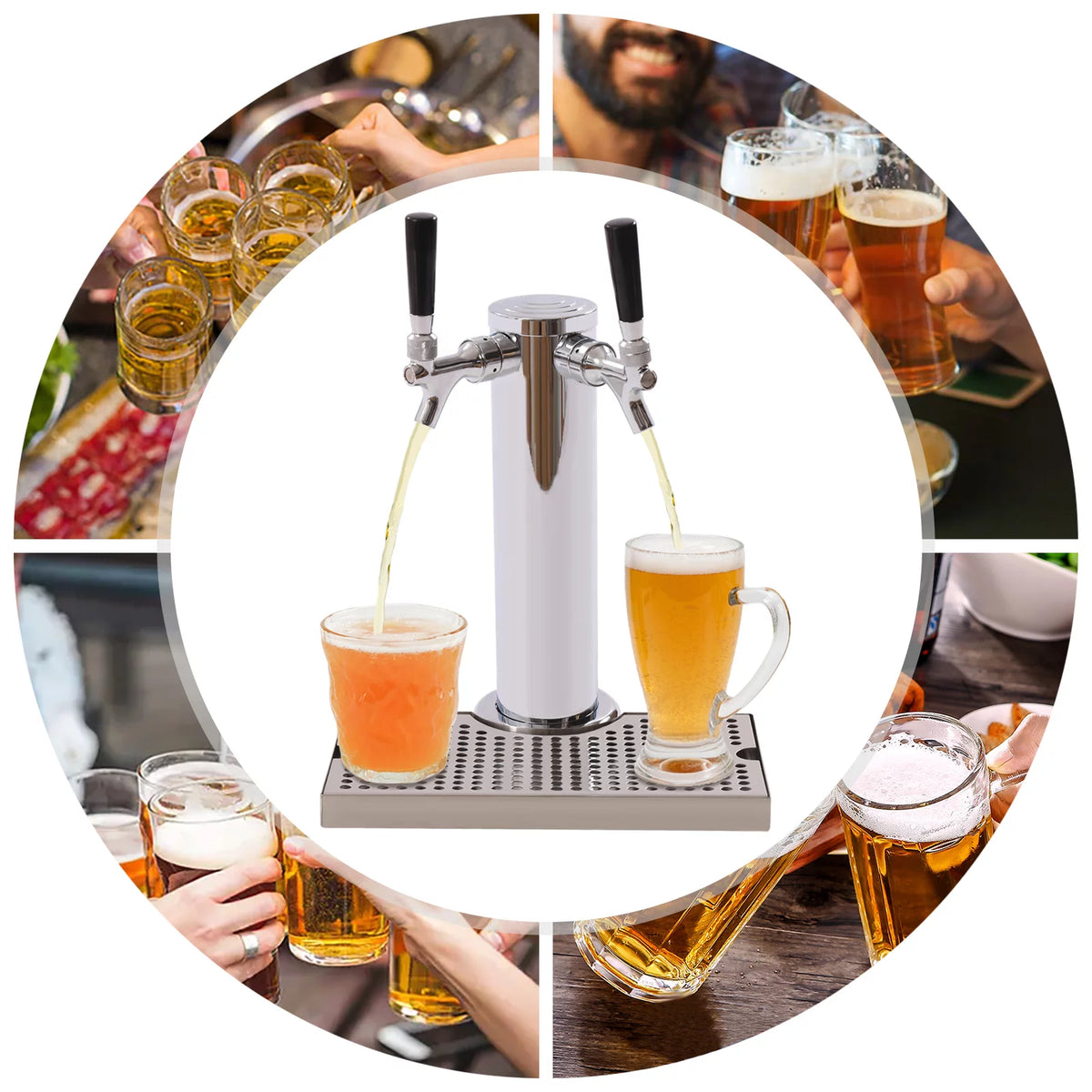 Stainless Steel Double Tap Beer Conversion Kit with Dual Gauge Regulator E82420