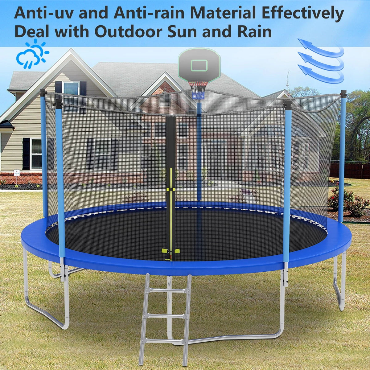10ft Trampoline with Basketball Hoop and Enclosure Net B7073