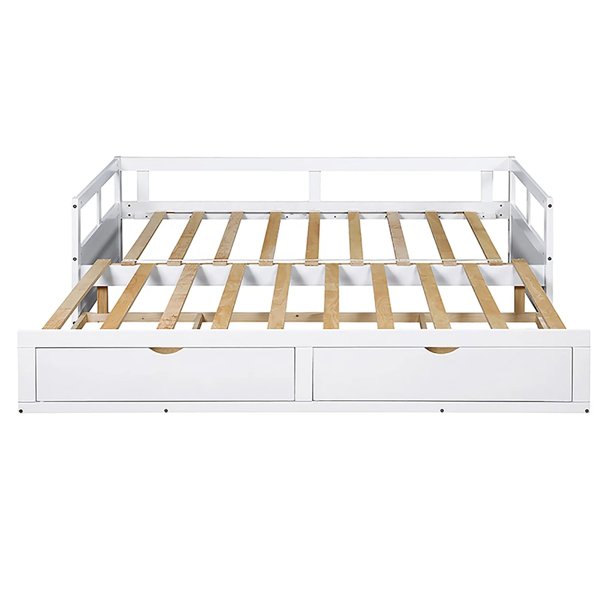 Solid Wood Twin Size Extending Daybed with Two Storage Drawers, White W1727