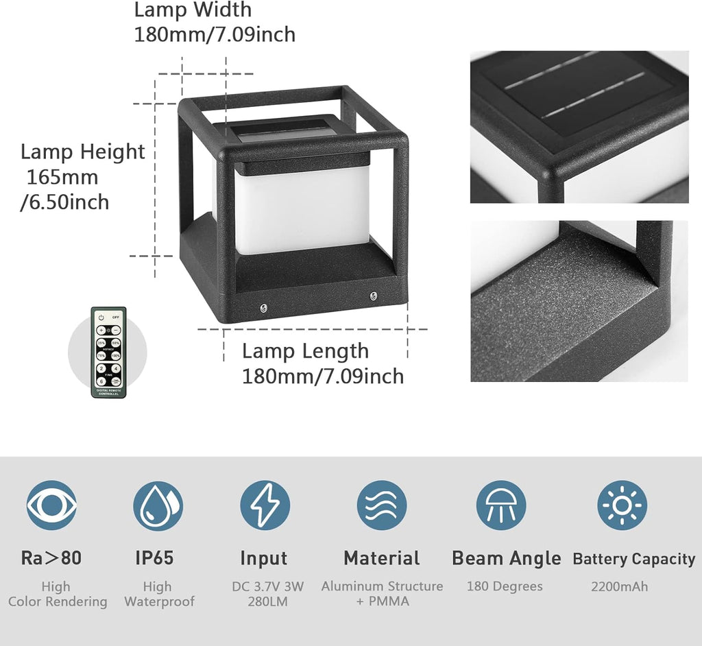 Solar Post Cap Light 3000K IP65 Waterproof F8029